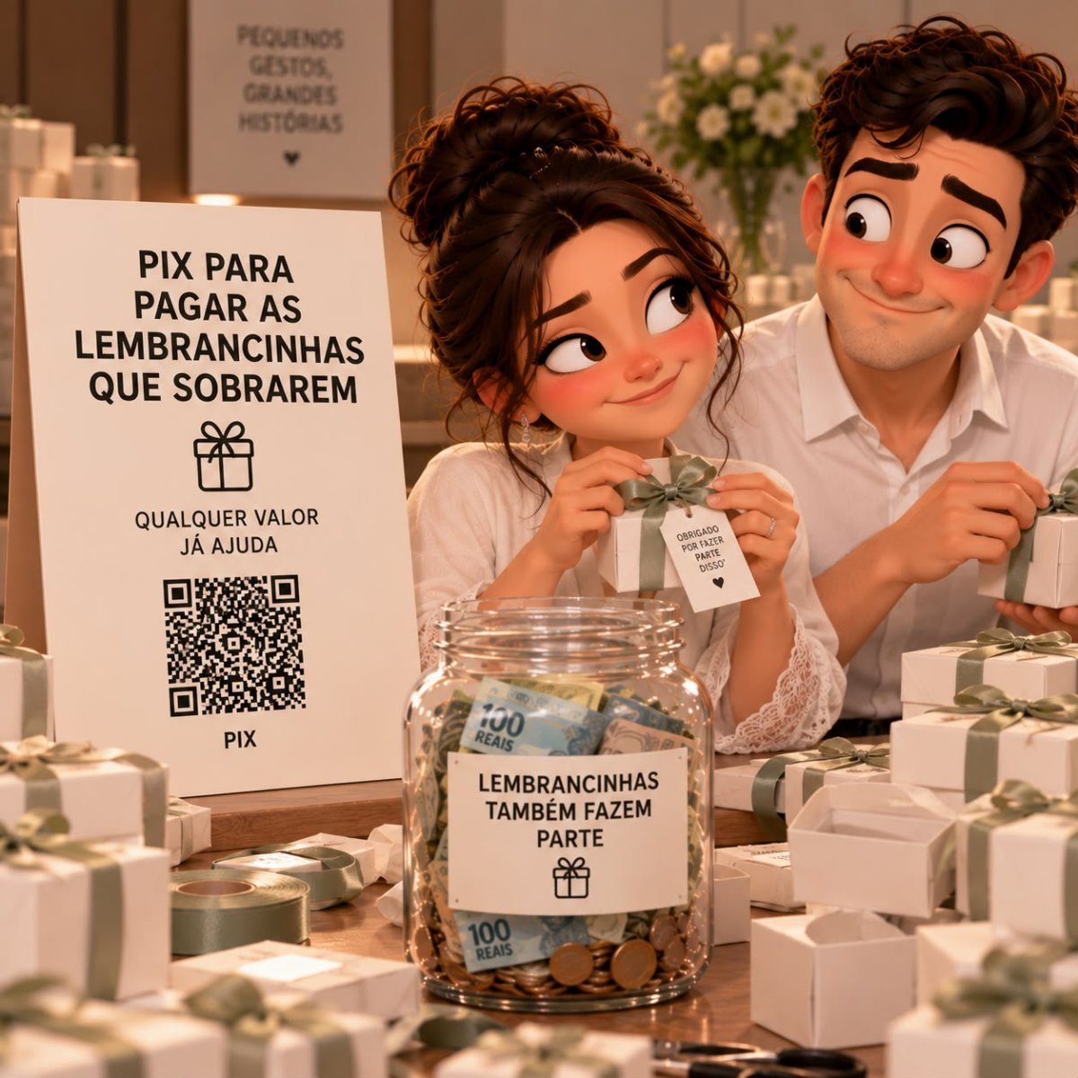 Pix para pagar as lembrancinhas que sobrarem